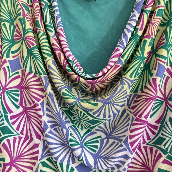 Dana Buchman Multicolor Women's Top Blouse Pullover Lined 2X Belted - Picture 3 of 8